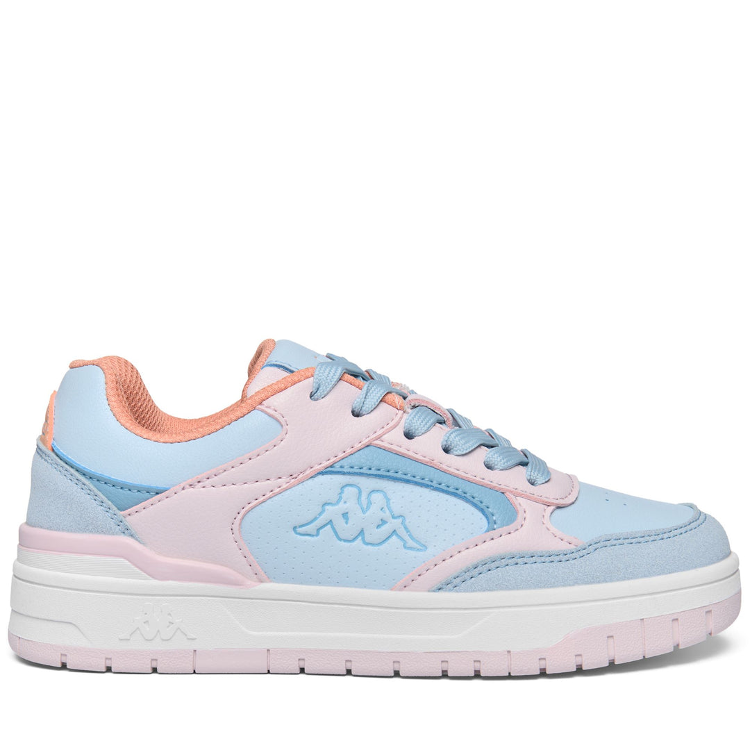 Baskets basses pour enfants, bleues et roses main