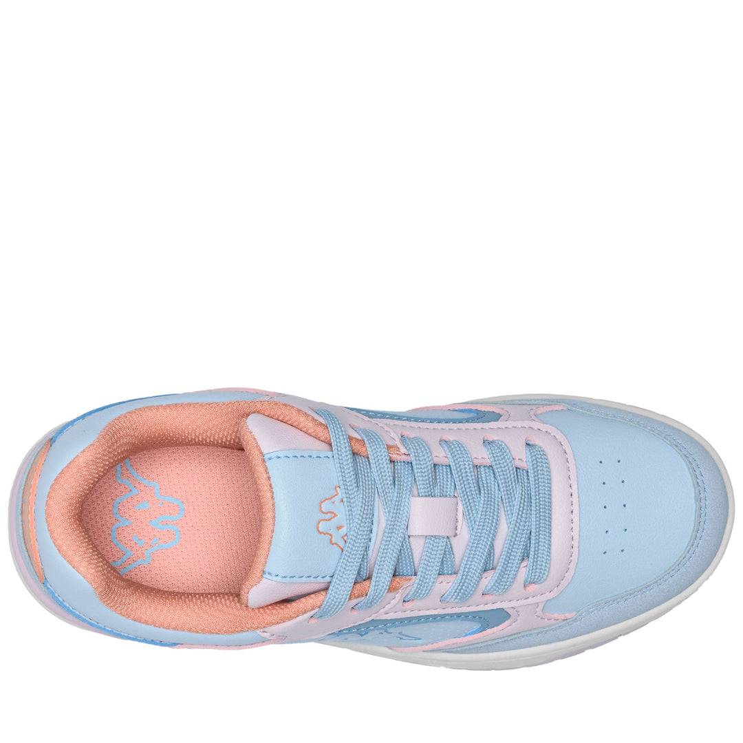 Baskets basses pour enfants, bleues et roses main