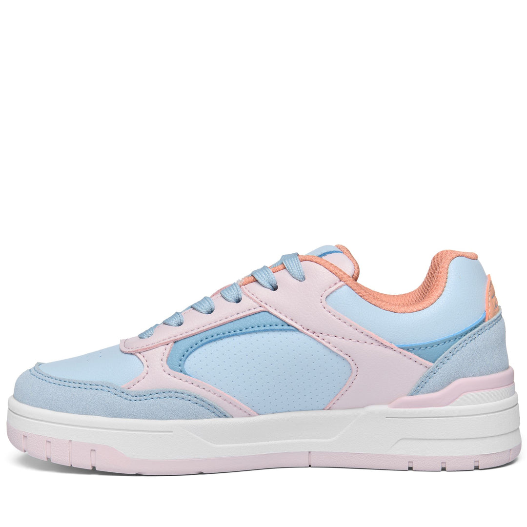 Baskets basses pour enfants, bleues et roses main