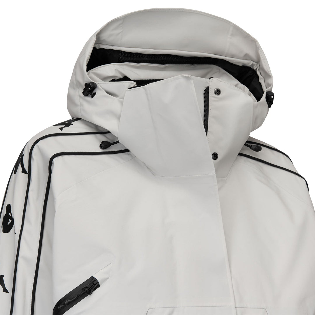 Veste de ski oversize grise pour femme avec protection imperméable main
