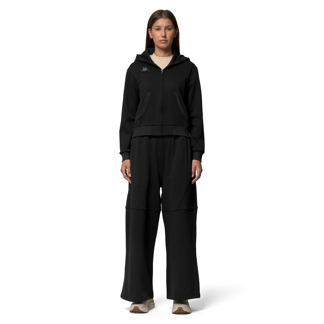 Pantalon de sport en polaire noire pour femme, coupe oversize main