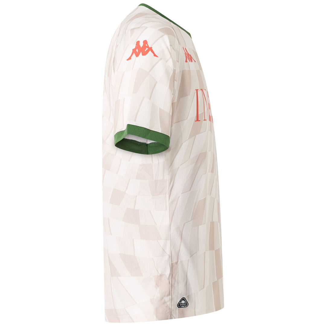 Maillot de football blanc et vert pour homme, coupe ajustée, avant-match main