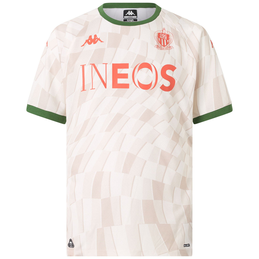 Maillot de football blanc et vert pour homme, coupe ajustée, avant-match main
