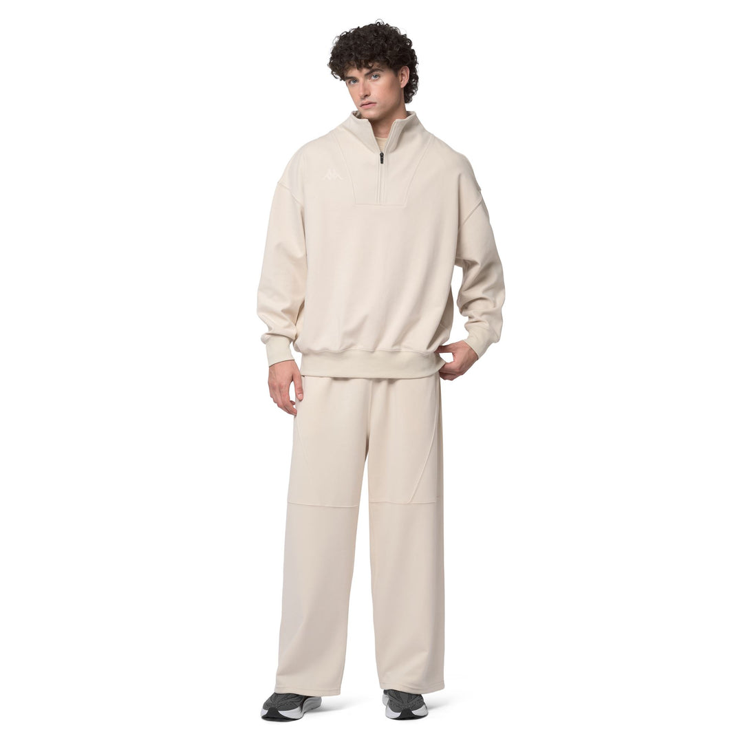 Beige Men's Oversized Casual Trousers with Elastic Waistband 01