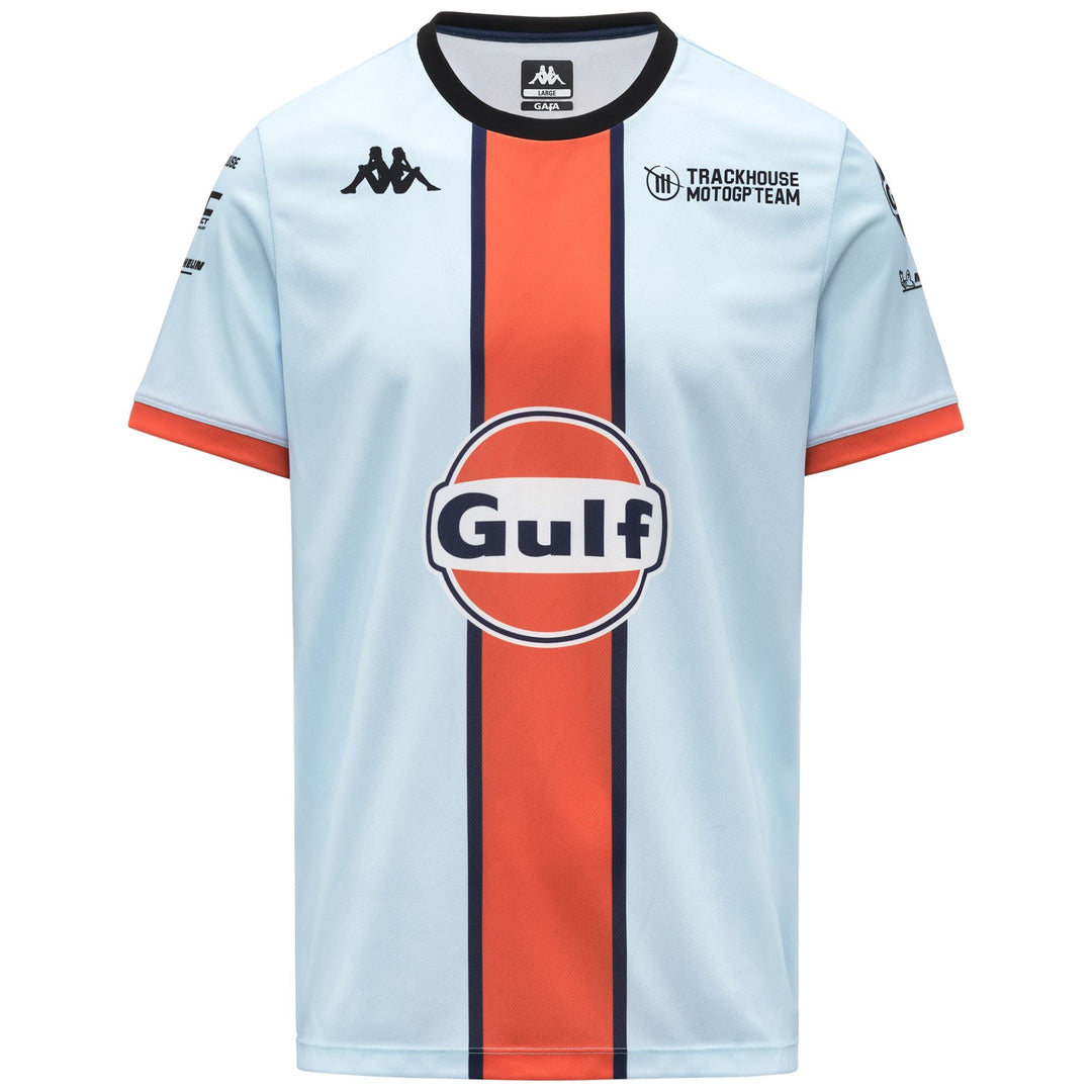 Maglia sportiva da uomo blu azzurro con logo della squadra main