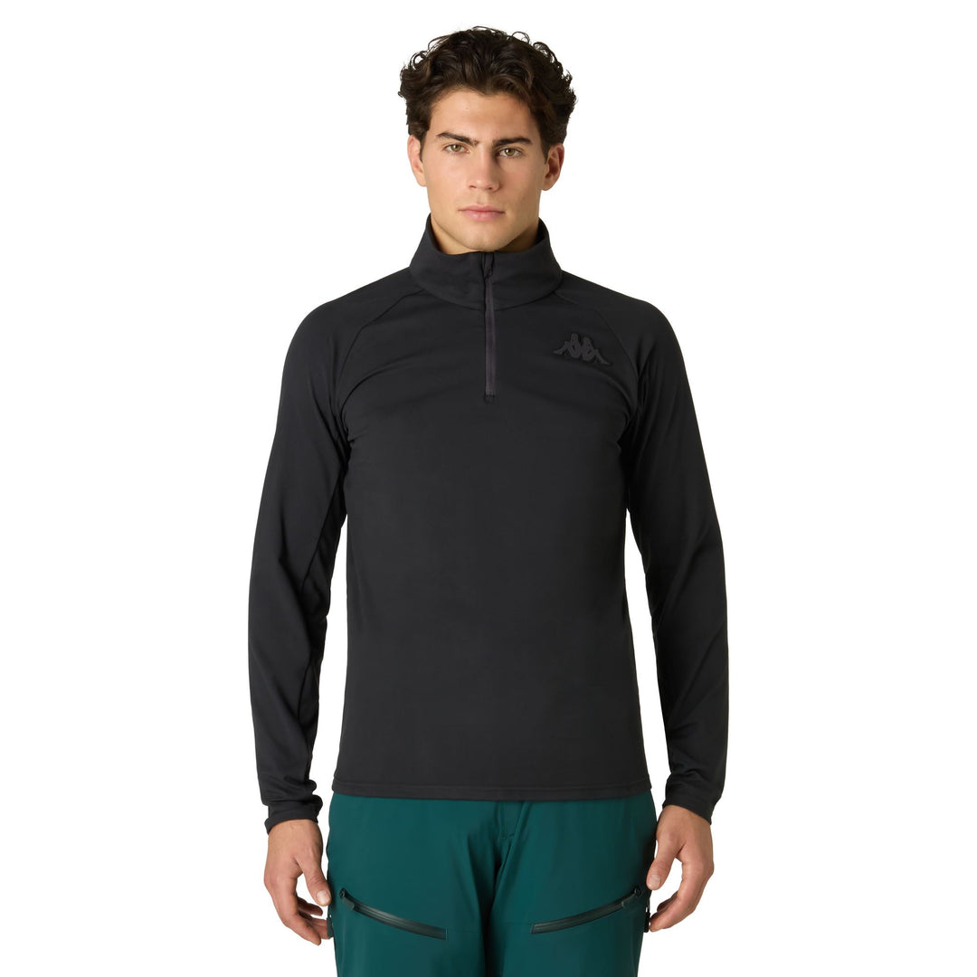 Black Unisex Slim Fit Stretch Microfleece Jumper for Skiing 01