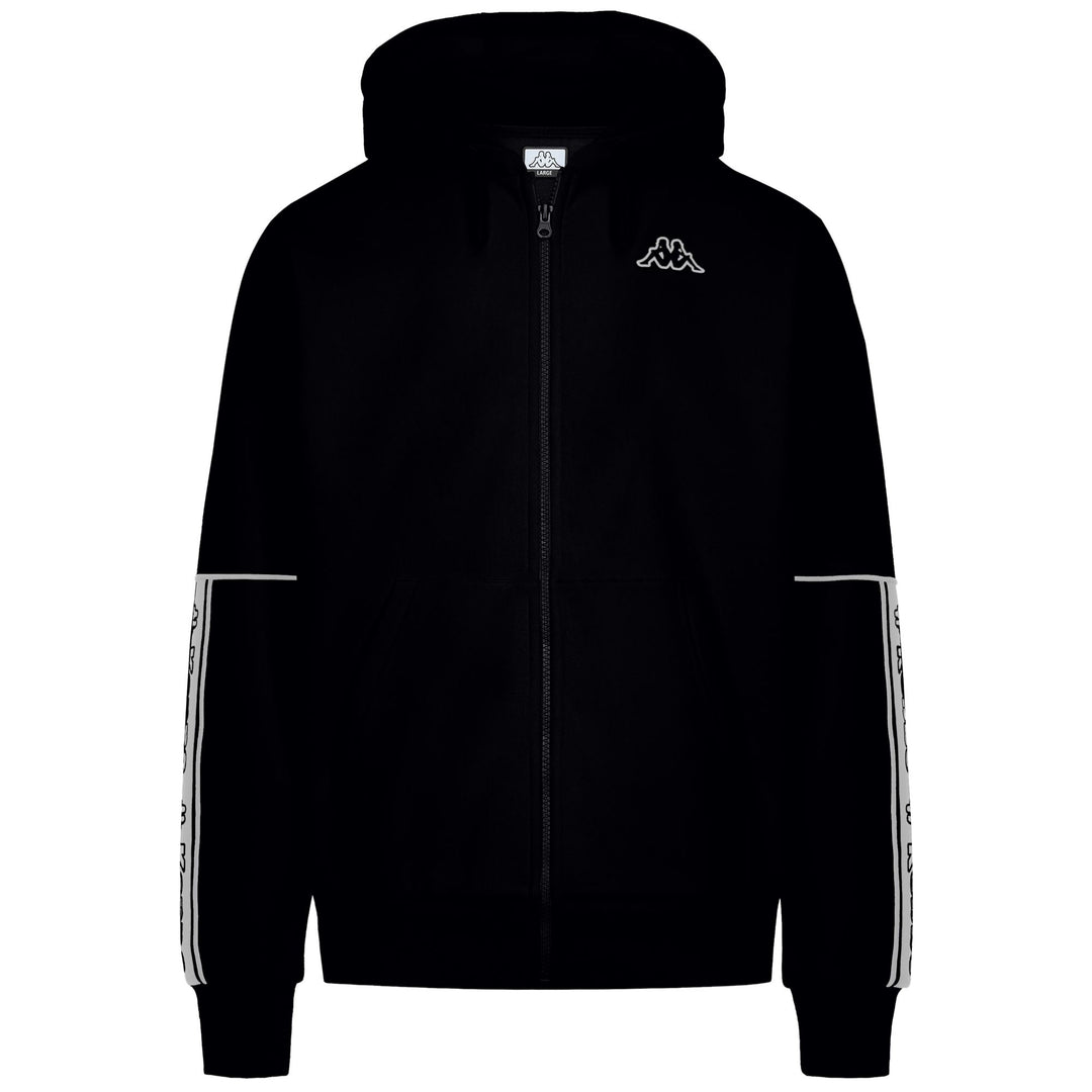 Felpa con cappuccio e zip intera da uomo, nera, vestibilità regolare. 01