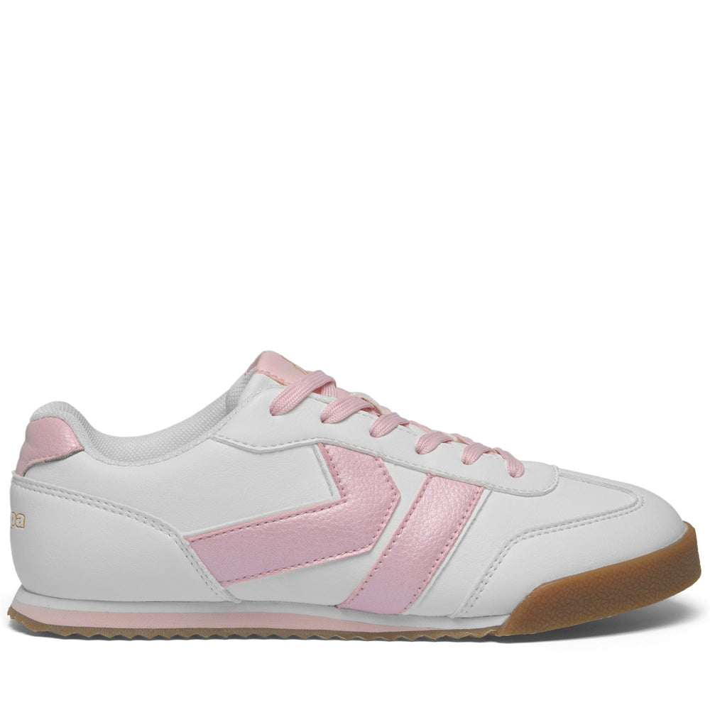 White and Pink Women's Low Cut Sneakers with Memory Foam Insoles 02