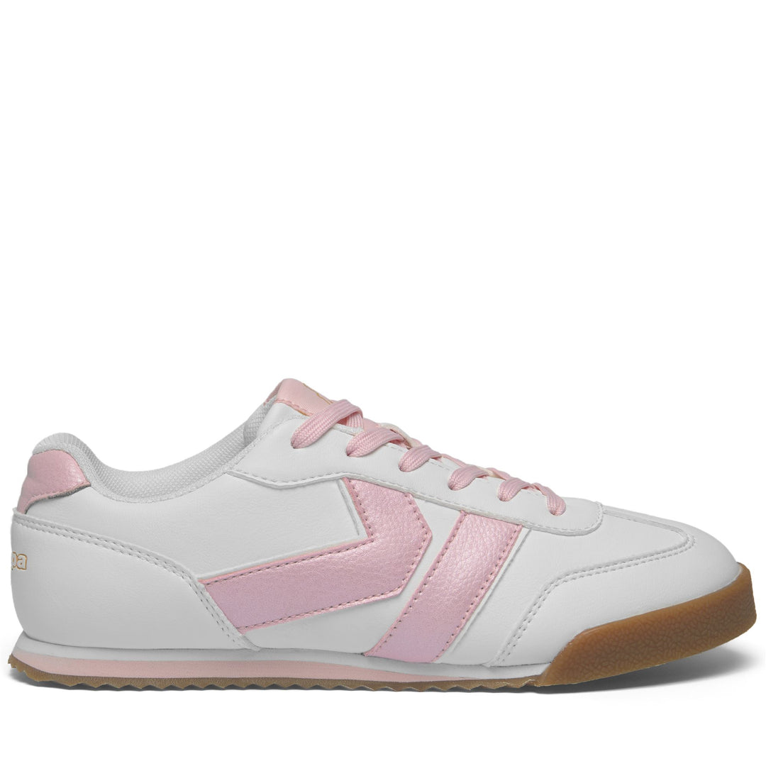 White and Pink Women's Low Cut Sneakers with Memory Foam Insoles main