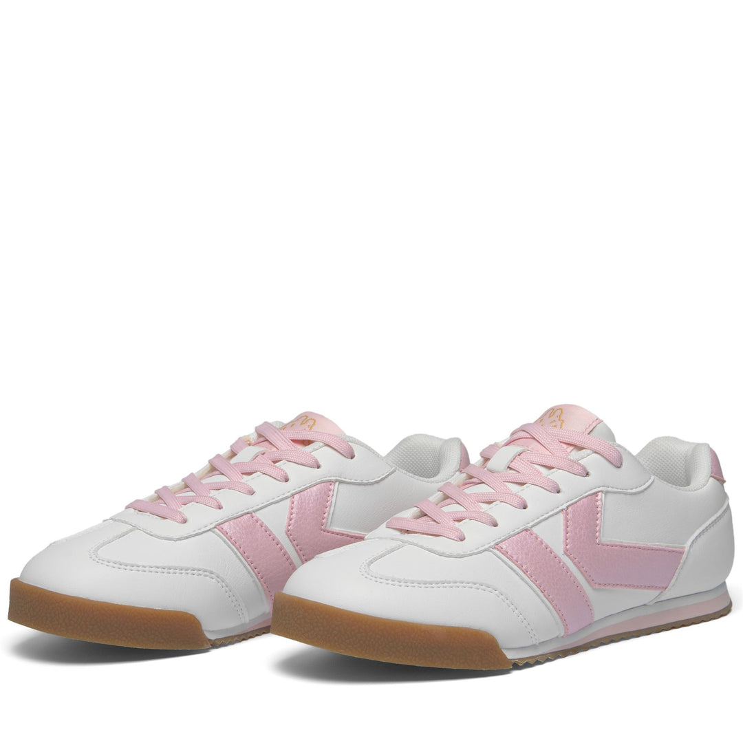 White and Pink Women's Low Cut Sneakers with Memory Foam Insoles main