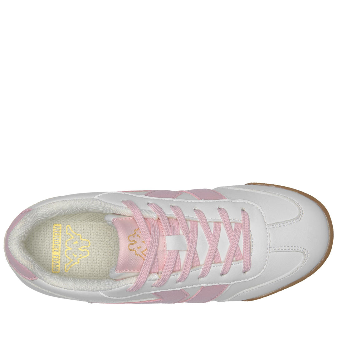 White and Pink Women's Low Cut Sneakers with Memory Foam Insoles main