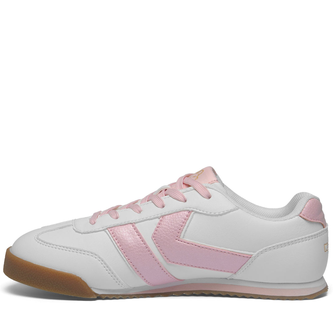 White and Pink Women's Low Cut Sneakers with Memory Foam Insoles main