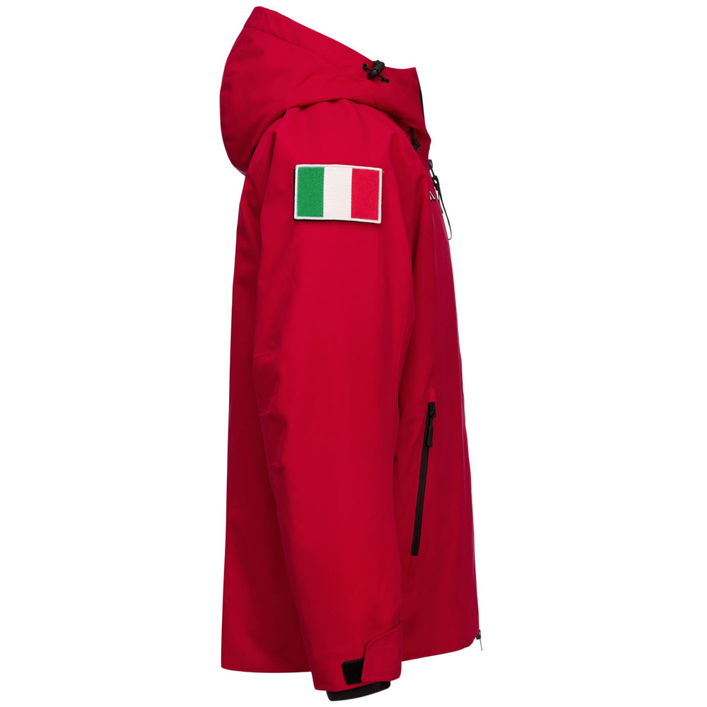 Veste de ski rouge unisexe rembourrée avec protection imperméable et coupe classique 02