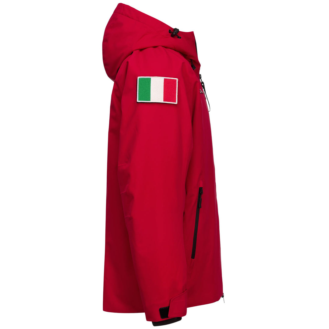 Veste de ski rouge unisexe rembourrée avec protection imperméable et coupe classique main