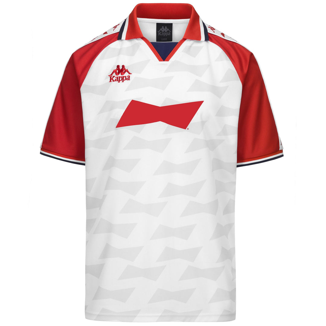 White and Red Men's Casual Polo T-Shirt in Jersey Fabric 01