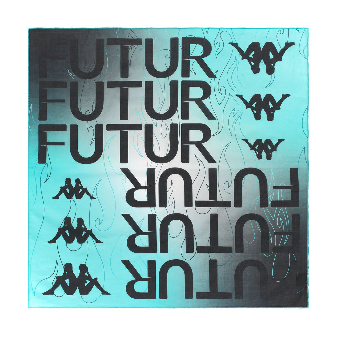 Kappa FuturFestival Blue and Black Unisex Sportswear Bandana with Allover Print 01