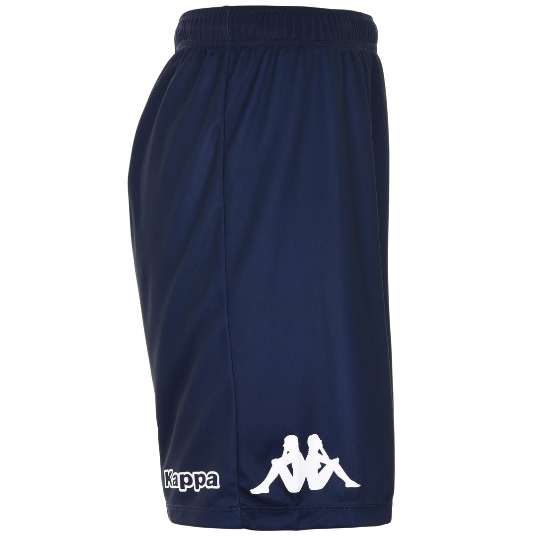 Short de football bleu pour homme, coupe classique, en tissu interlock main