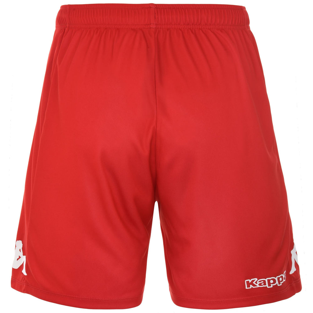 Short de football rouge pour homme, coupe classique, en tissu interlock main