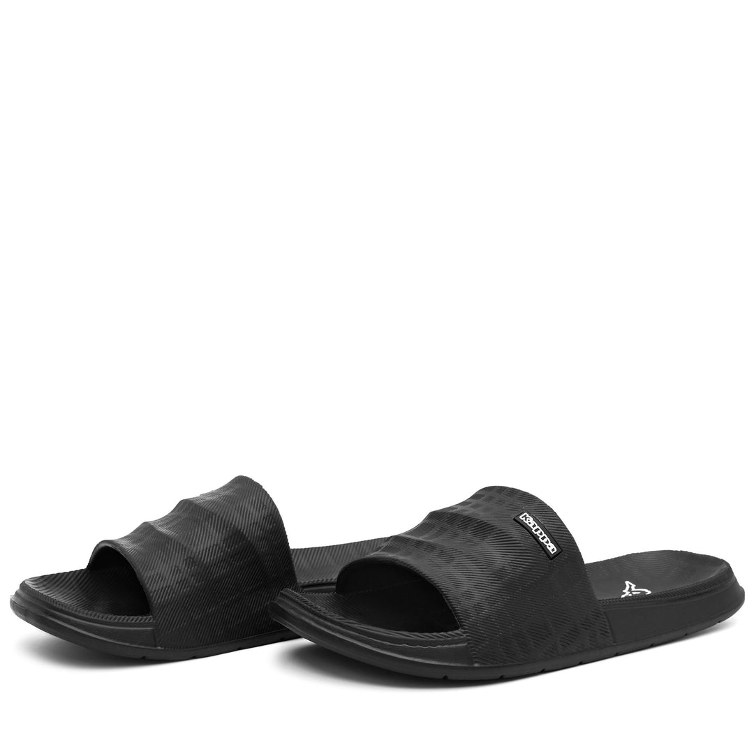 Black and White Unisex Kappa Stripe Flip-Flops 01