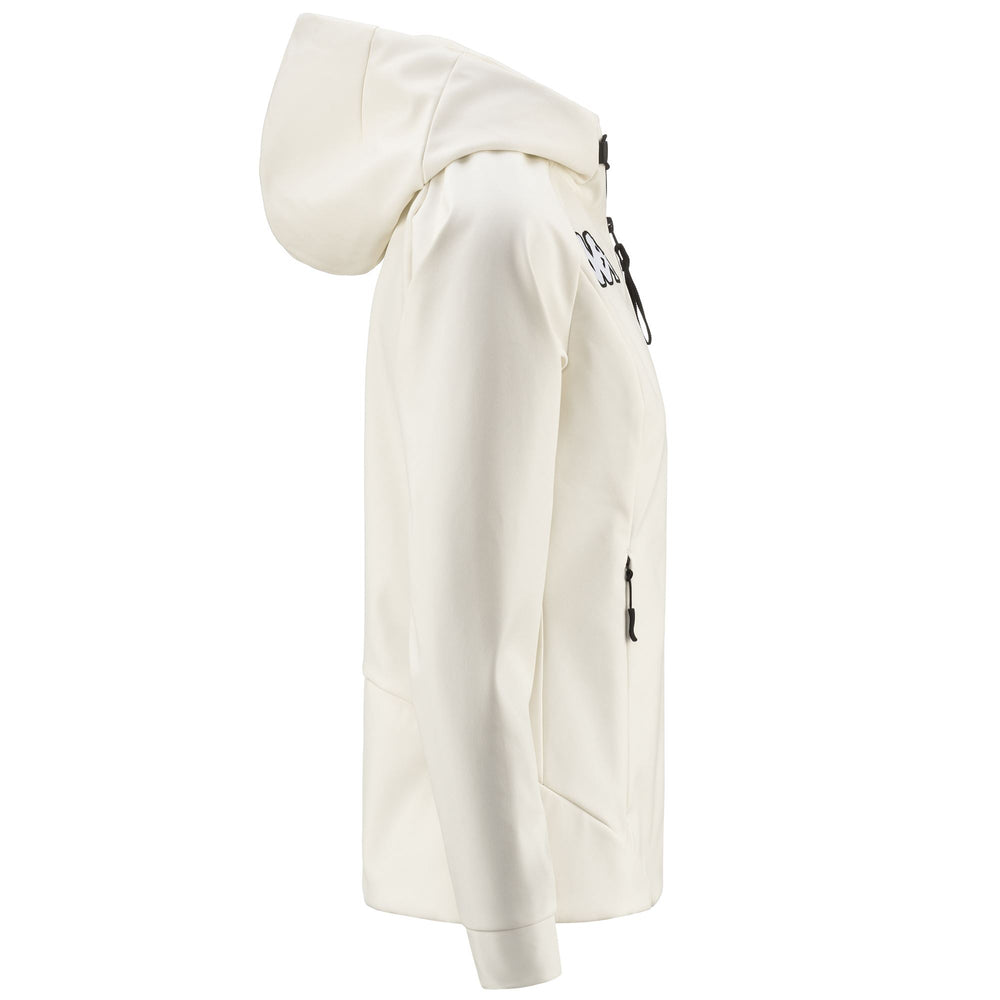 Fleece Woman 6CENTO  688J Jacket WHITE MILK-BLACK Dressed Front (jpg Rgb)	