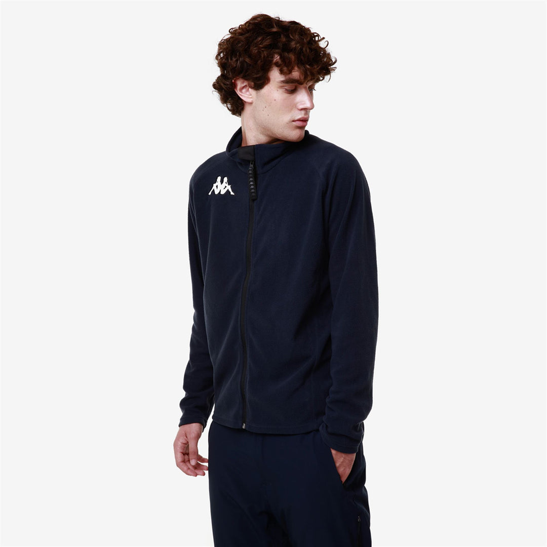 Sweat à capuche unisexe bleu en polaire microfibre, coupe ajustée, pour le ski main