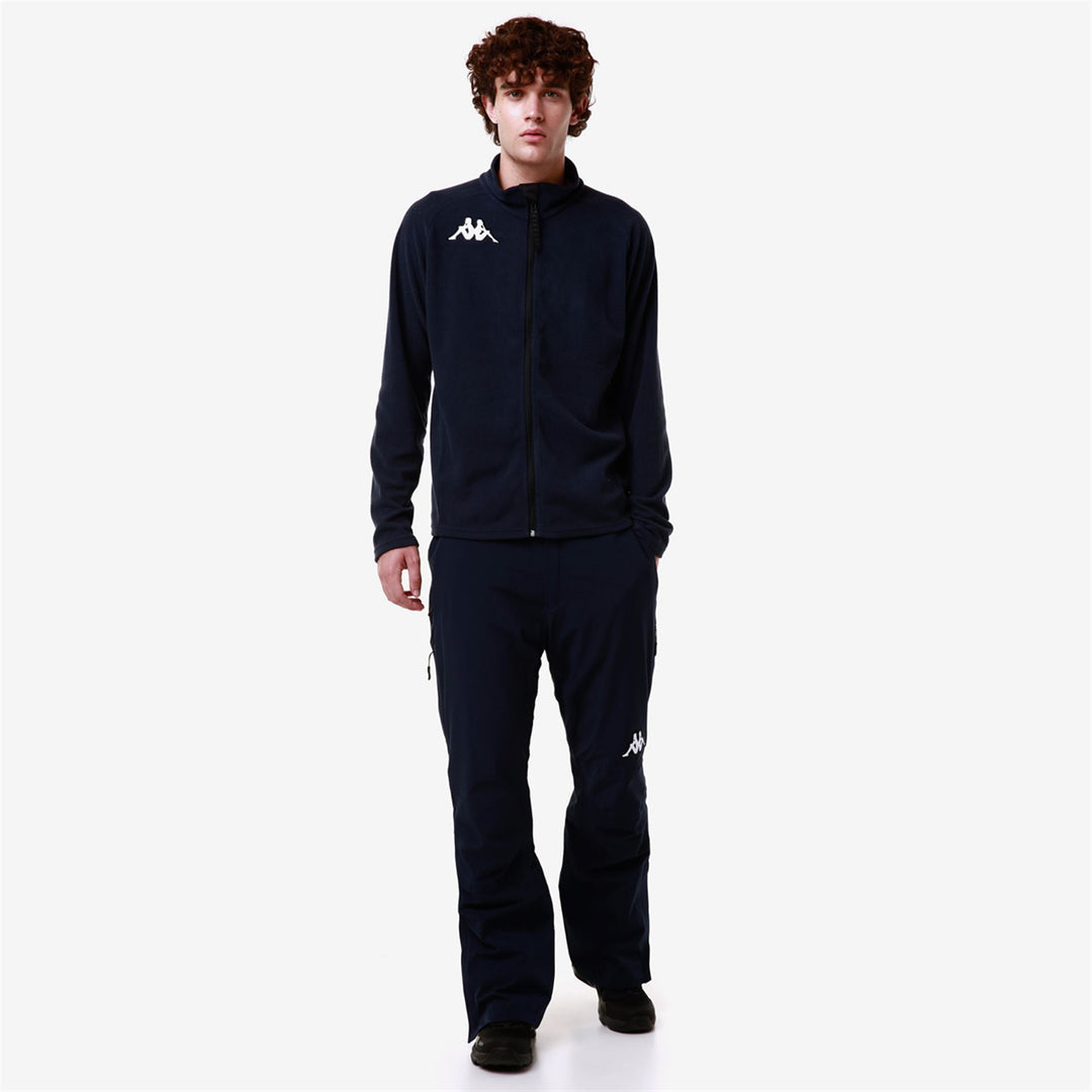 Sweat à capuche unisexe bleu en polaire microfibre, coupe ajustée, pour le ski 01