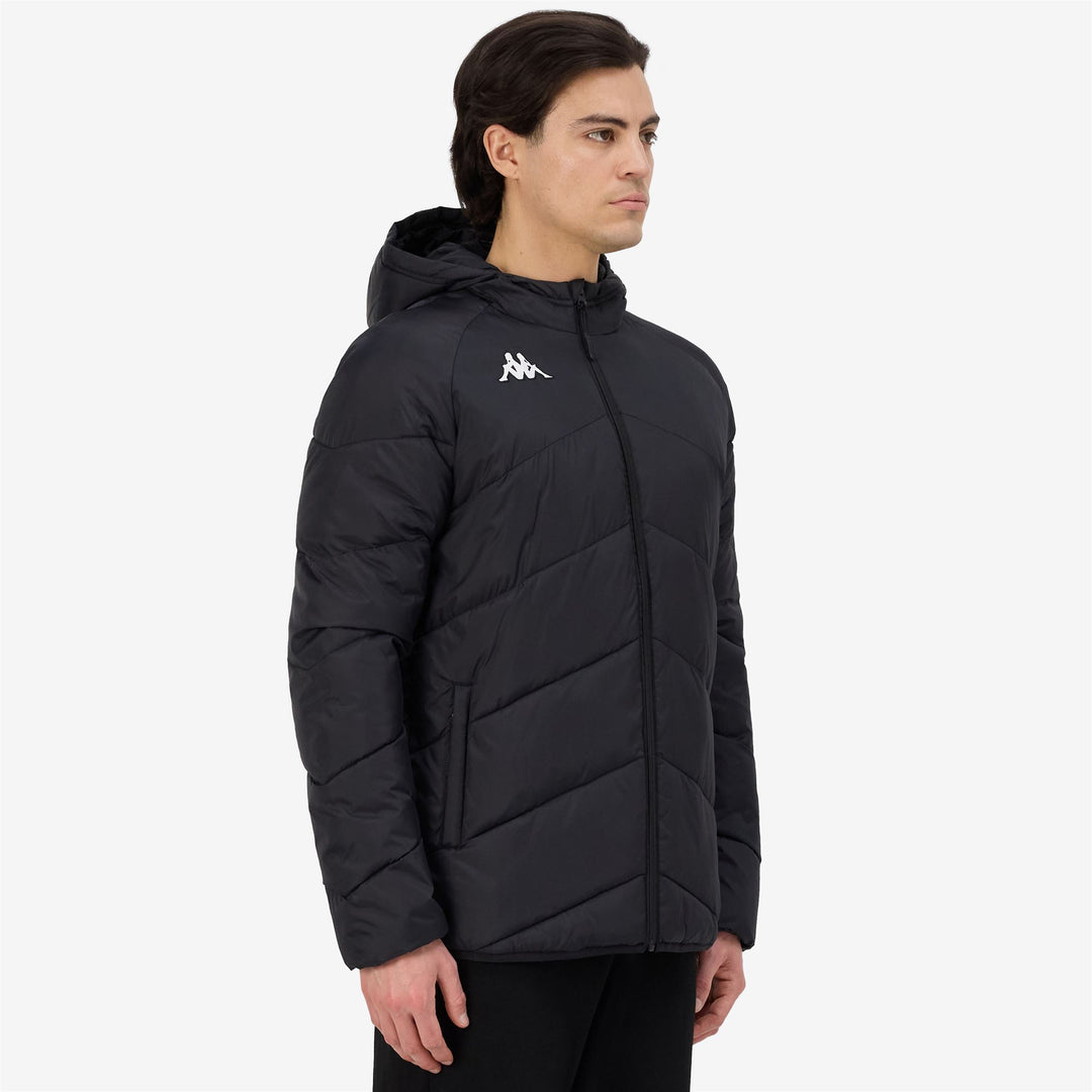 Black Men's Padded Hooded Jacket for Training main