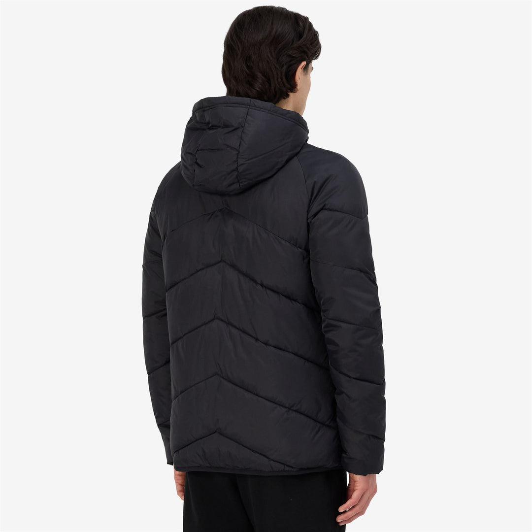 Black Men's Padded Hooded Jacket for Training main