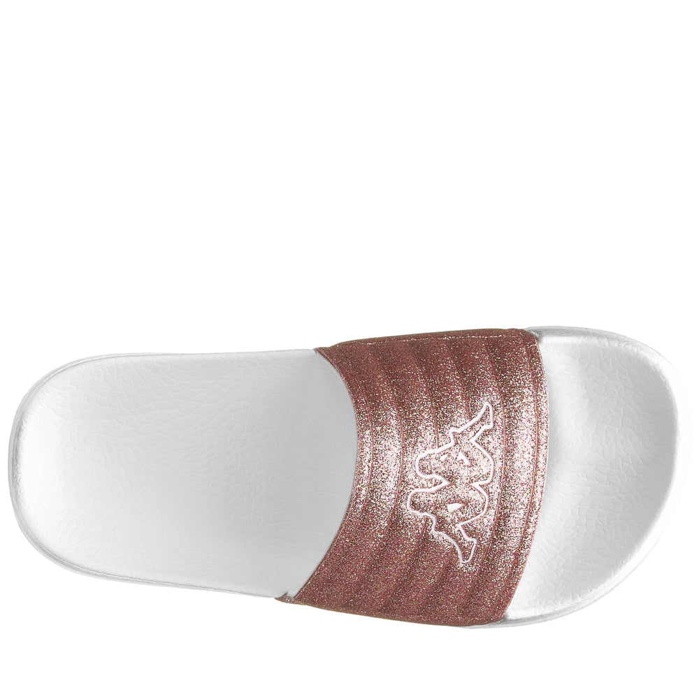 Infradito glitterate bianche e rosa per bambine con logo Kappa 02