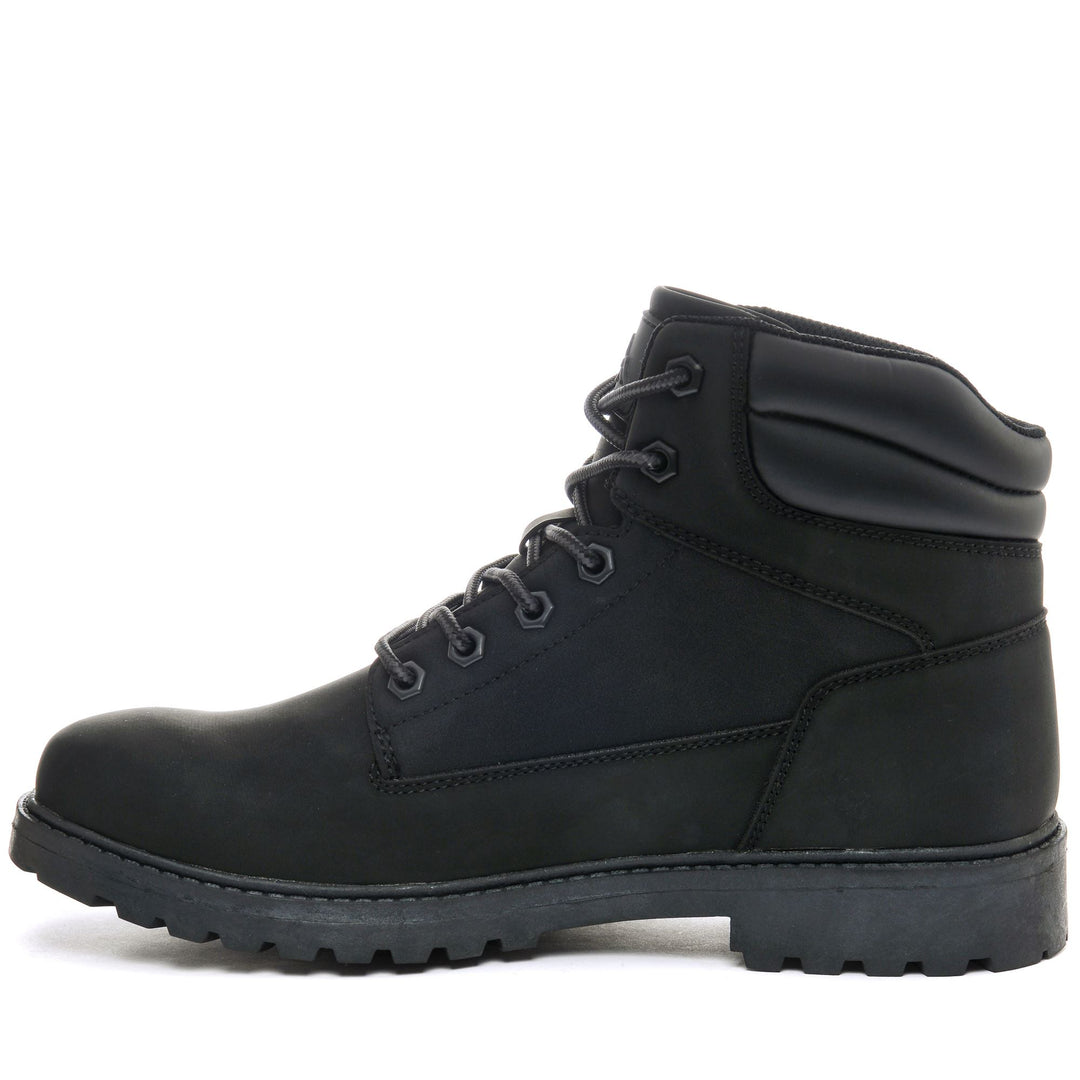 Bottines de marche unisexes noires mi-hautes avec semelle extérieure en caoutchouc main