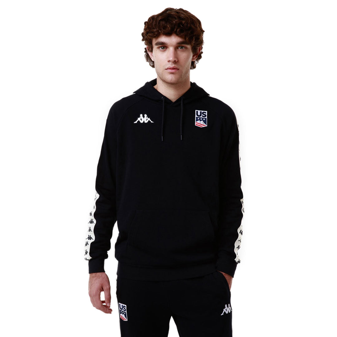 Pull polaire de ski bleu pour homme, coupe classique, avec capuche ajustable main