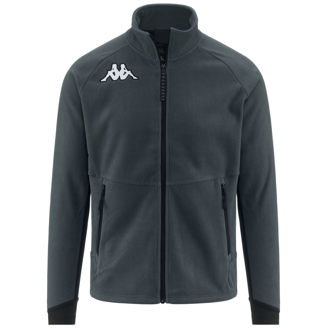 Black Grey Men's Slim Fit Ski Fleece Jacket with Zip Pockets 01