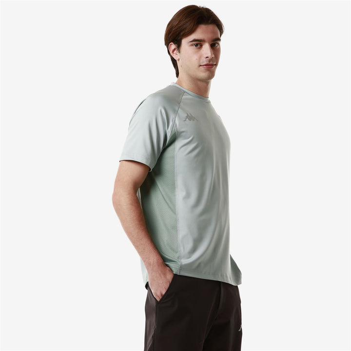 T-ShirtsTop Man 3CENTO 317 T-Shirt GREY FLINT-GREEN EAST Dressed Front Double		