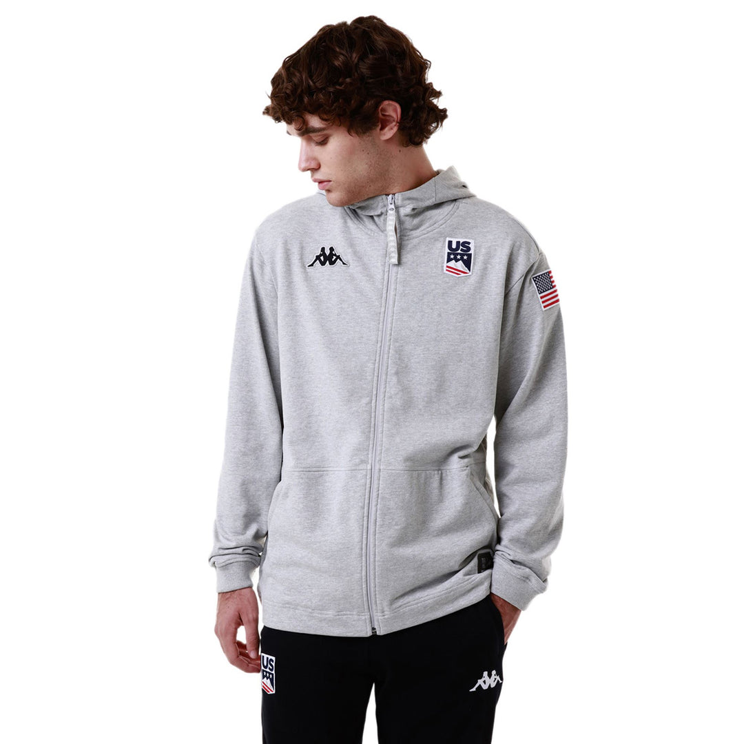 Pull polaire de ski gris unisexe coupe classique main