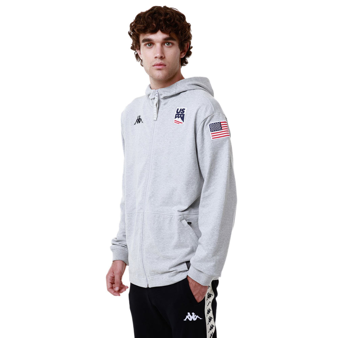 Pull polaire de ski gris unisexe coupe classique main