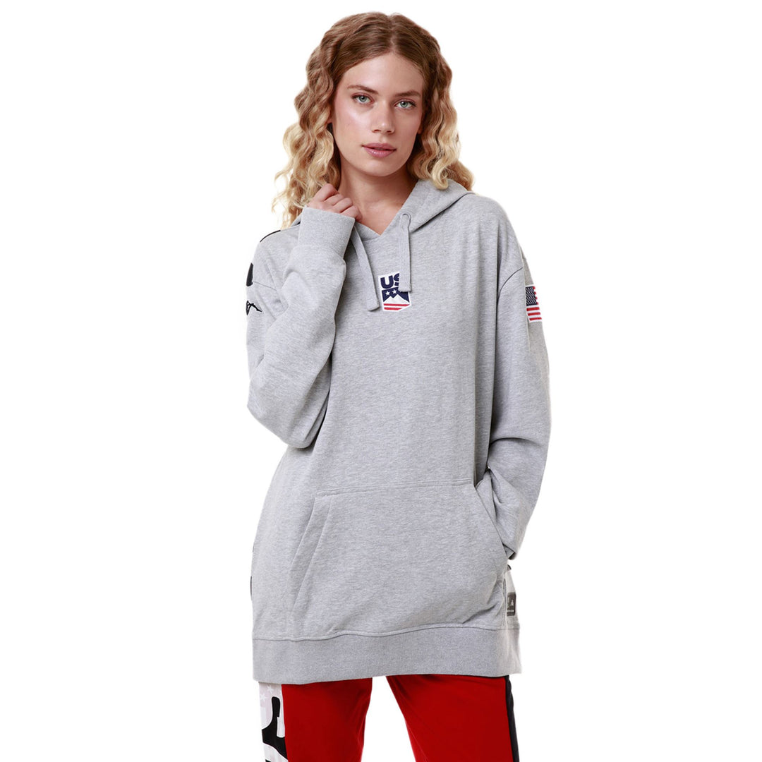 Sweat à capuche en polaire gris unisexe coupe classique pour le ski main