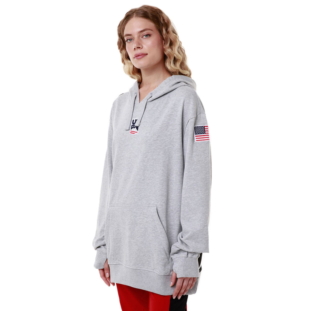 Sweat à capuche en polaire gris unisexe coupe classique pour le ski main