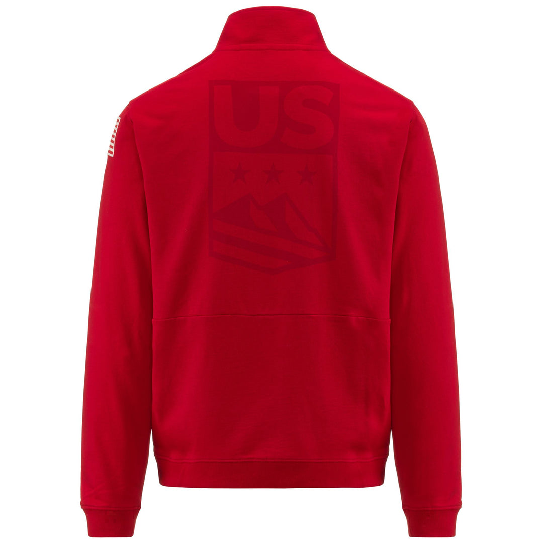 Suéter polar de esquí unisex rojo con bolsillos y logotipo main