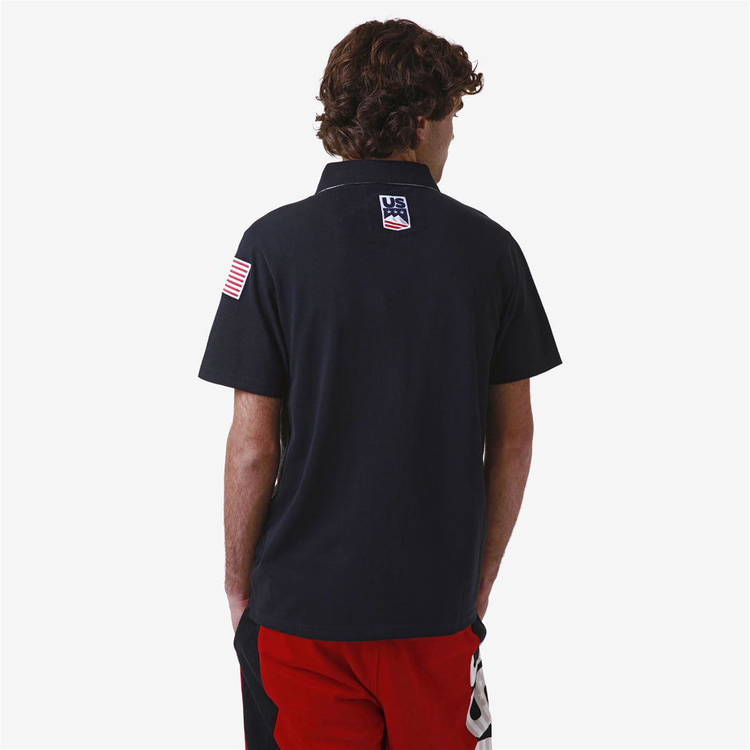 Polo bleu unisexe coupe ajustée pour le ski main