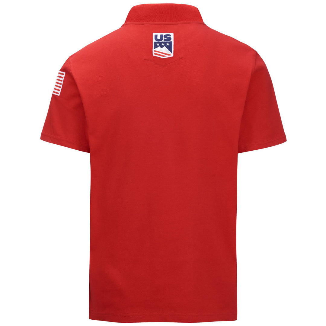 Polo de ski unisexe rouge et bleu coupe ajustée main