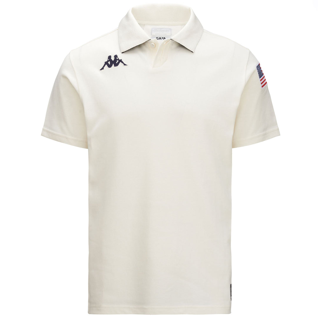 Polo de ski unisexe blanc et bleu foncé coupe ajustée main