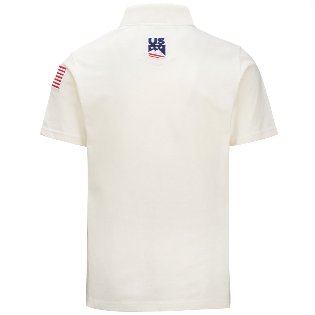 Polo de ski unisexe blanc et bleu foncé coupe ajustée main