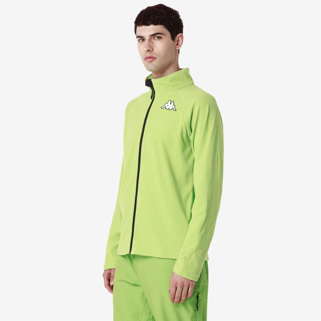 Sweat à capuche unisexe vert en microfibre polaire, coupe ajustée main