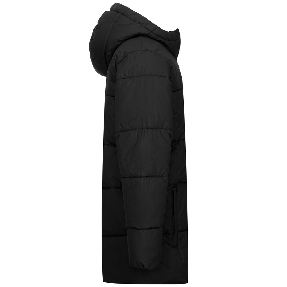 Black Men's Padded Nylon Mid Jacket with Hood and Zip 02