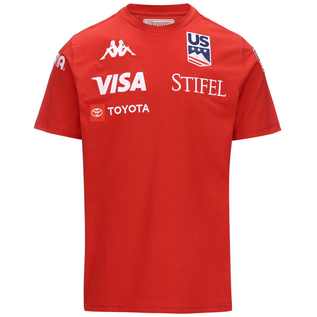 Red Men's Slim Fit Ski T-Shirt with Team Personalizations 01