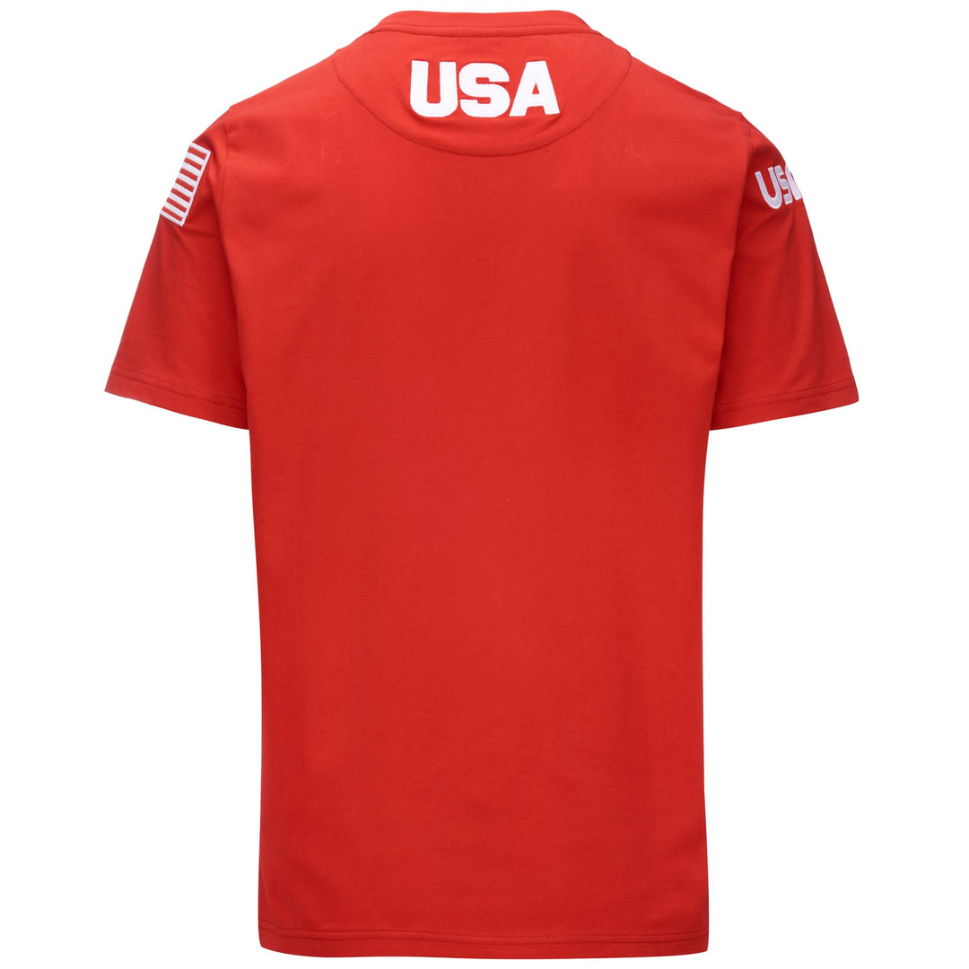 T-shirt de ski rouge pour homme, coupe ajustée, personnalisable avec le nom de votre équipe main