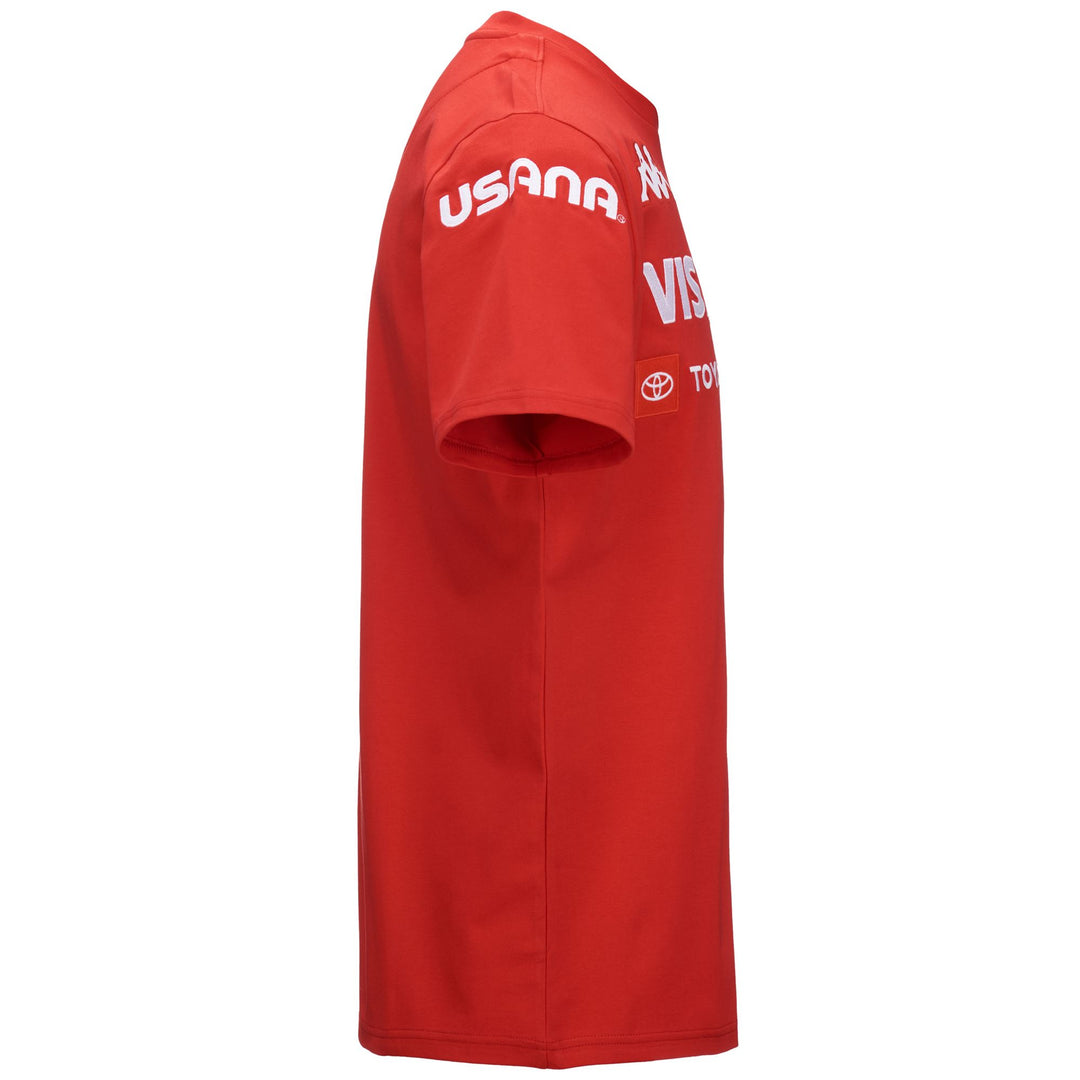 T-shirt de ski rouge pour homme, coupe ajustée, personnalisable avec le nom de votre équipe main