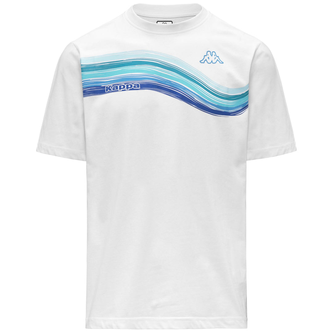 T-shirt bianca da uomo in cotone con vestibilità regolare e stampa multicolore 01