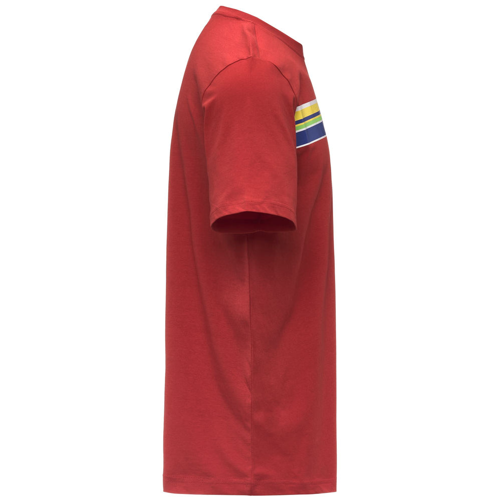 T-shirt rossa da uomo in cotone con vestibilità regolare e stampa multicolore 02