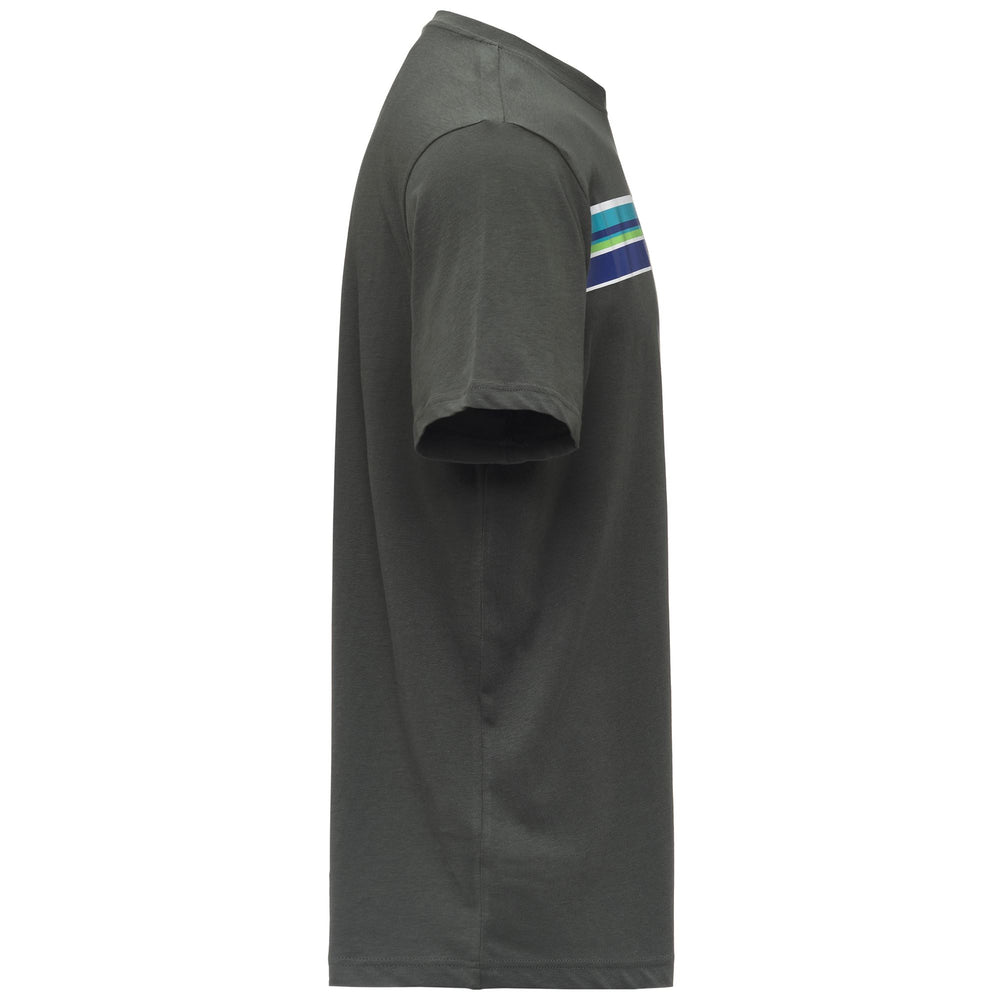 T-shirt da uomo in jersey di cotone verde scuro con stampa multicolore 02